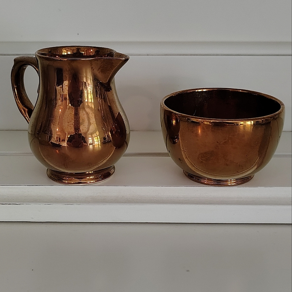 Harvest Ware Copper Luster Creamer & Sugar 1947-1955 England | Vintage